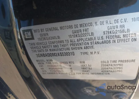 2010 Chevrolet Hhr Ss from USA, damaged, VIN 3GNBADDM2AS538310